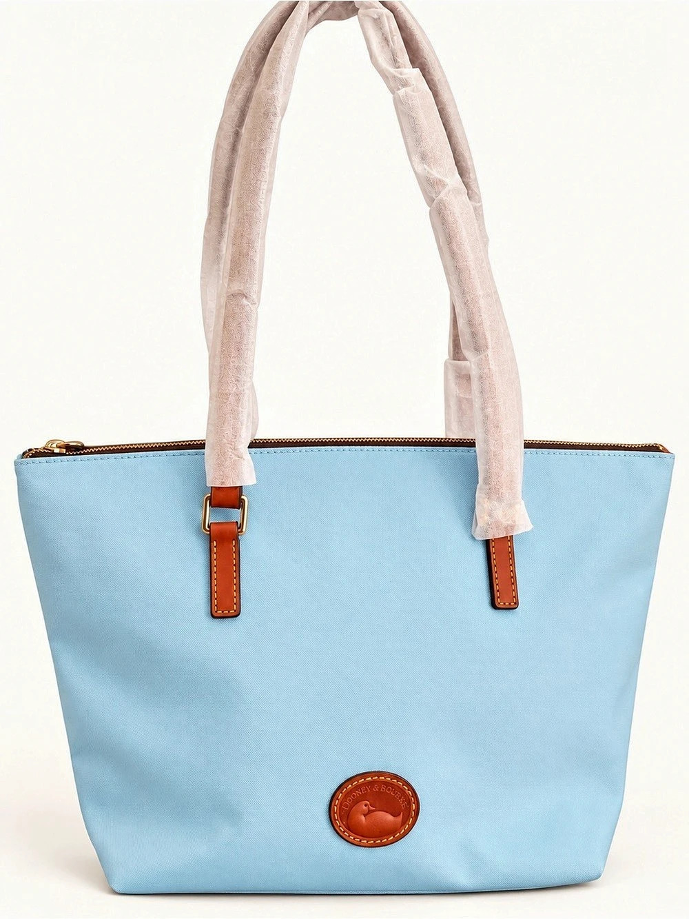 Dooney & Bourke Nylon Small Zip Tote Blue & Brown